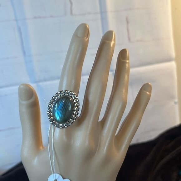 NWT ARTISAN CRAFTED LABRADORITE RING SET IN 925 STERLING SILVER SZ 7 - Picture 8 of 9